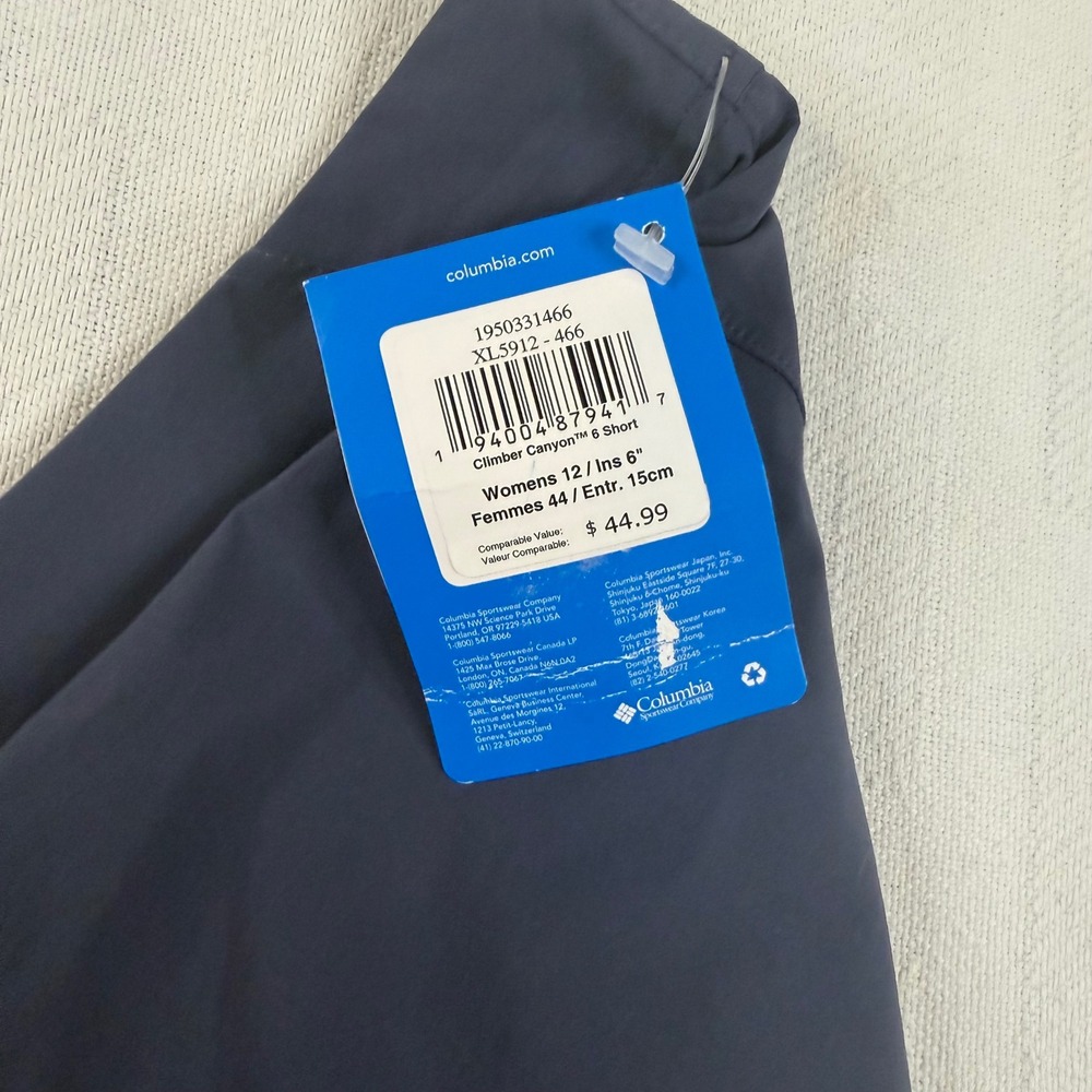 Columbia Womens Climber Canyon 6 Inch Hiking Shorts Navy Blue XL5912-466 Size 12 - Picture 3 of 9